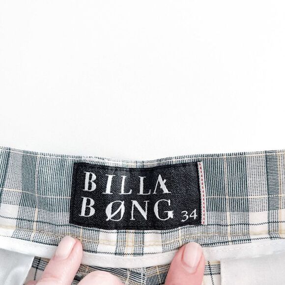 Billabong Mens Jimi Plaid Walkshorts Flat Front Mid-Length Green Size 34 - Picture 4 of 9